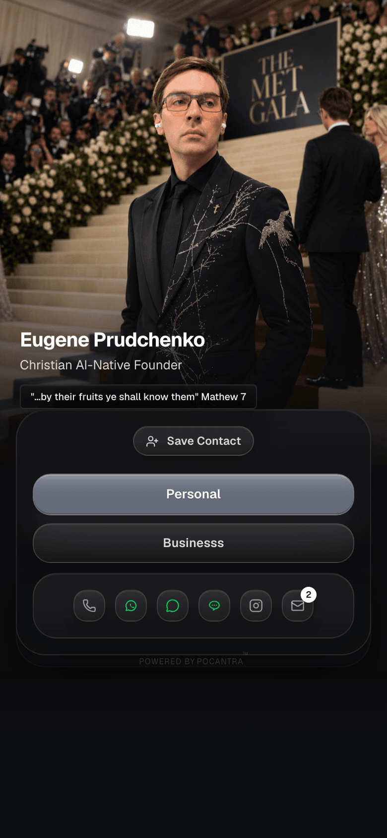 Pocantra public profile preview